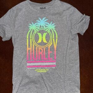 Hurley Heather Gray Tee with Neon Graphic